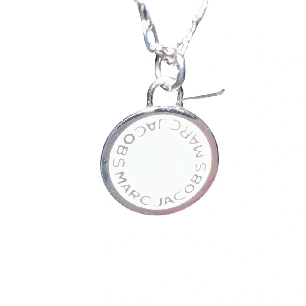 MARC by Marc Jacobs Silver Logo Pendant Necklace - White Disc NWT